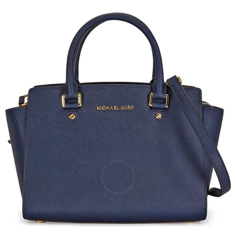 michael kors medium selma satchel navy|Michael Kors selma satchel.